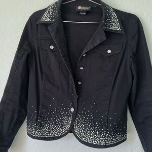 Black Christine Alexander jacket with stars and rhinestone embellishment🤍🖤